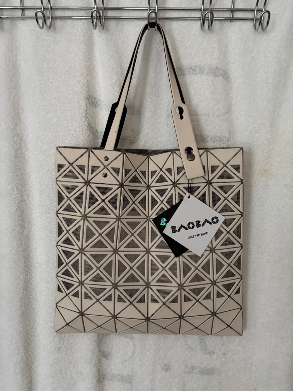 Issey Miyake Beige Geometric Panel Tote